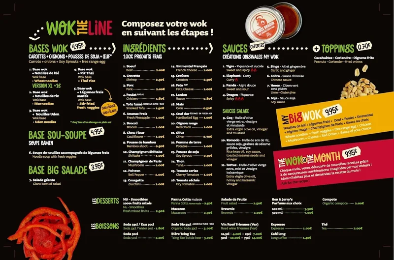 menu 0 of MY WOK Dijon République