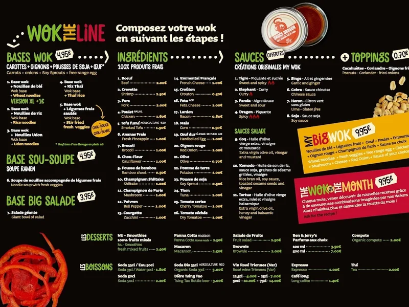 menu 0 of MY WOK Dijon République