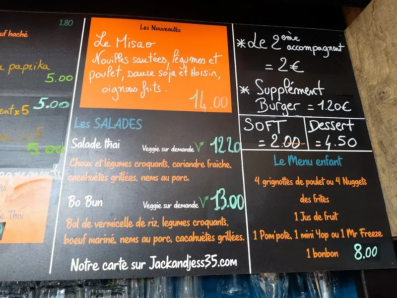 menu 0 of Jack & Jess, Restaurant de Burgers