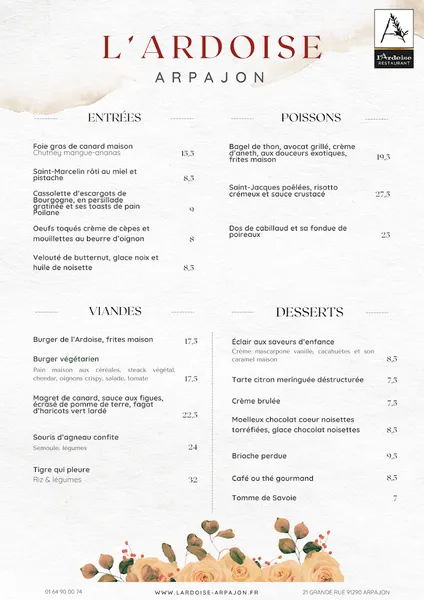 menu 0 of L'Ardoise