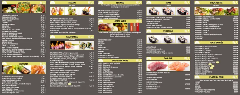 menu 1 of Arito Sushi