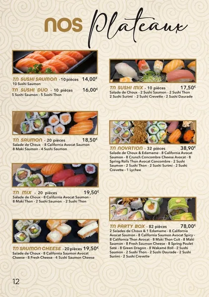 menu 1 of TN SUSHI