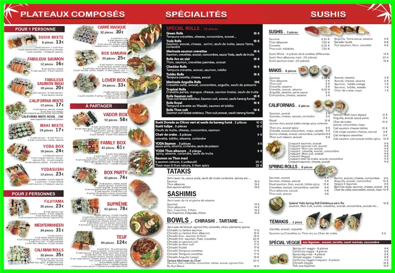 menu 1 of Yoda Sushi