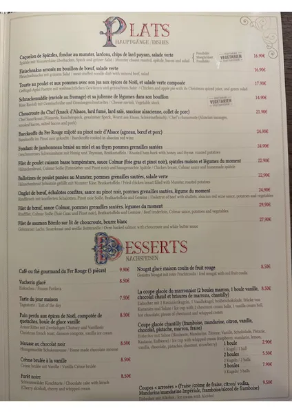 menu 1 of Le Fer Rouge