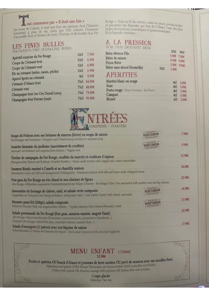 menu 2 of Le Fer Rouge