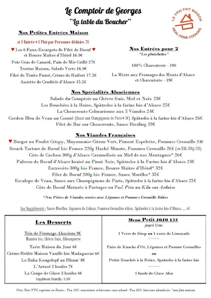 menu 0 of Le Comptoir de Georges