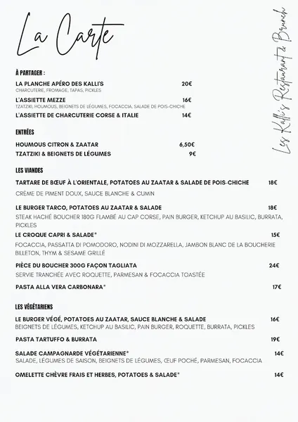 menu 0 of Les Kalli's restaurant & brunch