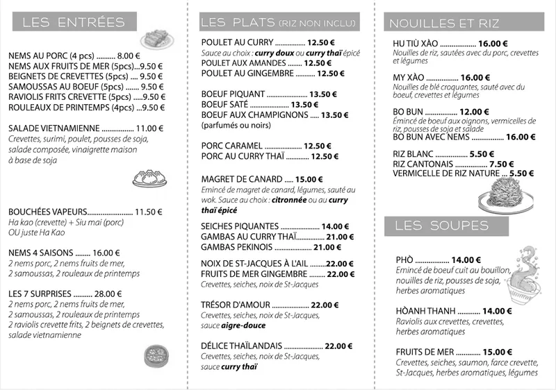 menu 1 of Restaurant Chez Lee DRAGUIGNAN