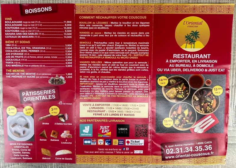 menu 1 of L'Oriental Couscous - CAEN