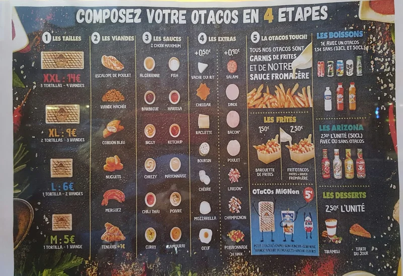 menu 2 of O'tacos