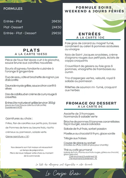 menu 1 of Le Carpe Diem