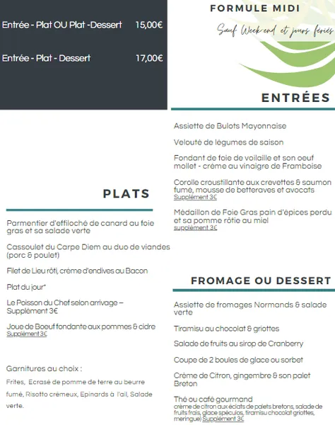 menu 2 of Le Carpe Diem