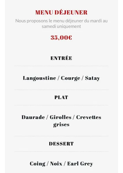 menu 1 of Rouge Barre
