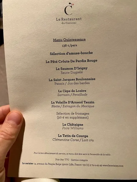 menu 0 of Le Restaurant du Cerisier
