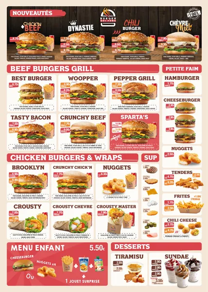 menu 0 of Burger Qui Fume