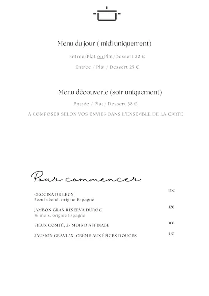 menu 1 of La Cocotte d'Isidore Rennes