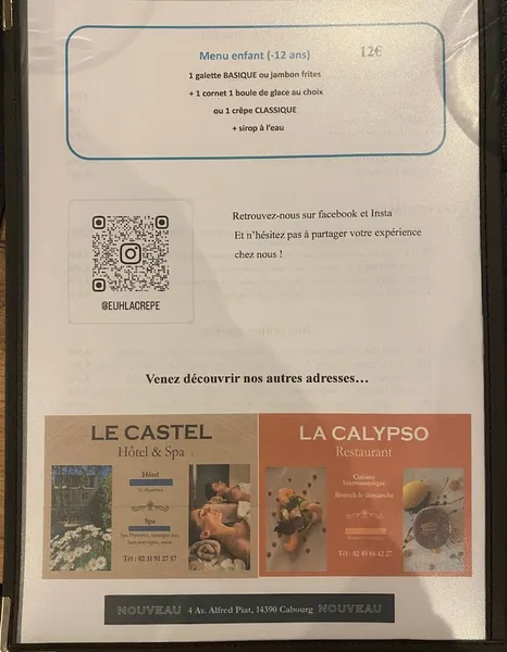 menu 1 of Euh la crêpe!