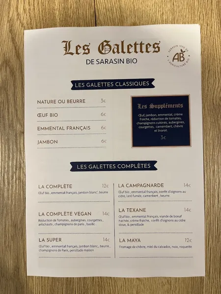 menu 1 of Sacrée Mathilde