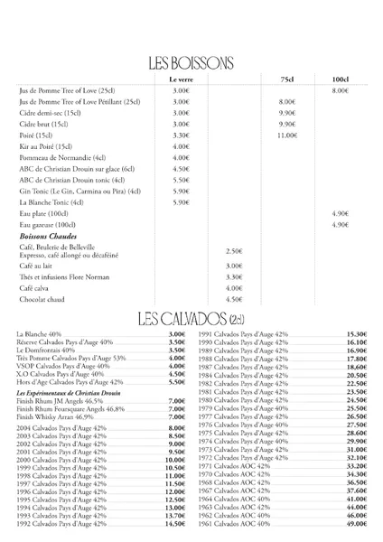 menu 1 of Le Pré-Verger