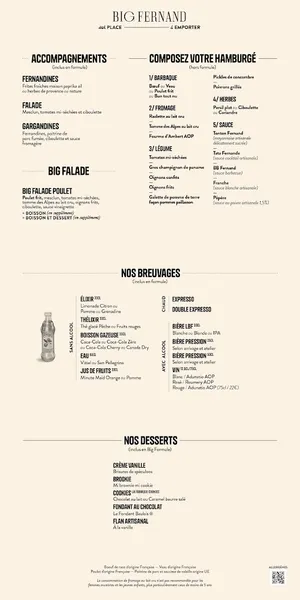 menu 0 of Big Fernand