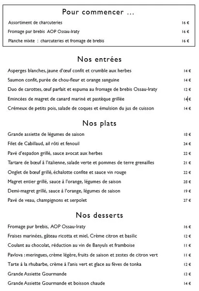 menu 0 of Le Serpolet