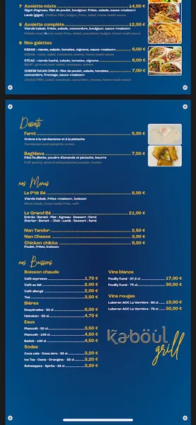 menu 0 of Kaboul Grill kebab)