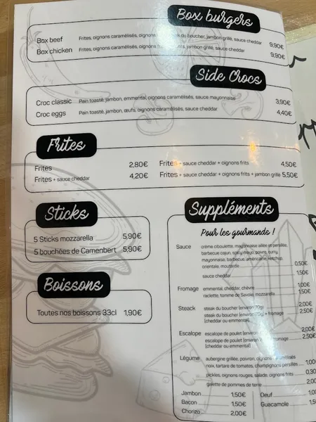 menu 0 of Les Burgers du Daron