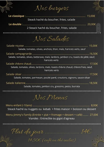 menu 0 of CHEZ JIMMY'S FAMILY