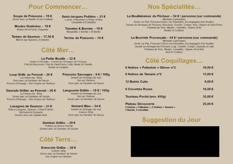 menu 0 of Le Saint Pierre