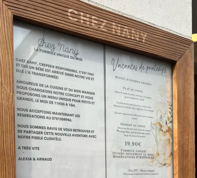 menu 0 of CHEZ NANY