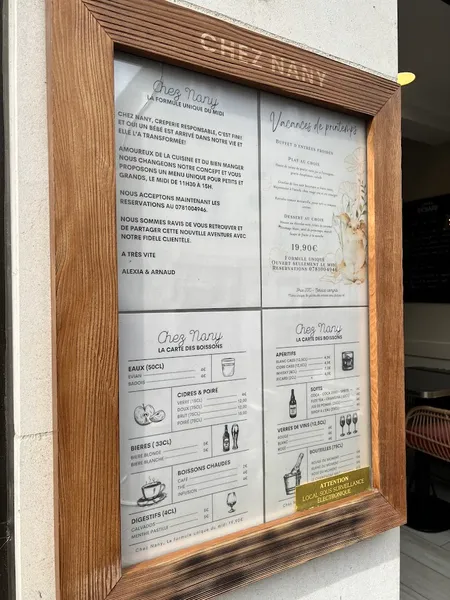 menu 1 of CHEZ NANY