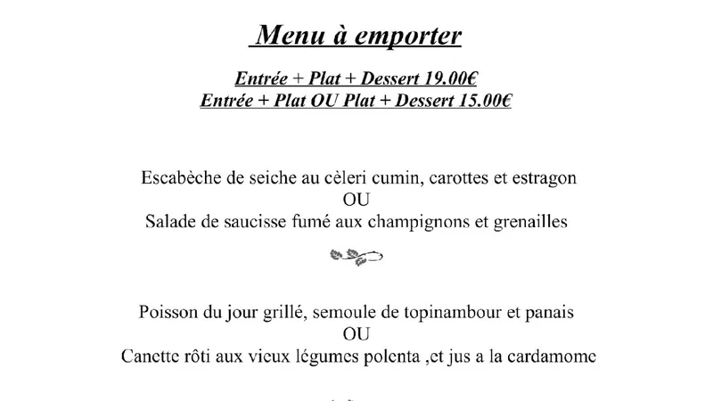 menu 0 of Le Pic Saint Loup
