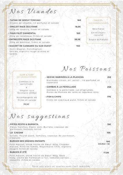 menu 1 of Saveurs des grands enfants