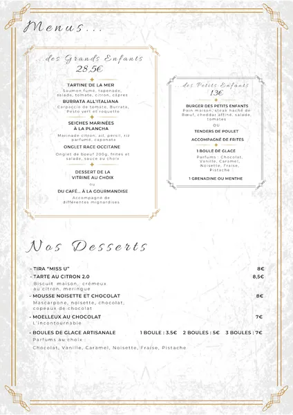 menu 2 of Saveurs des grands enfants