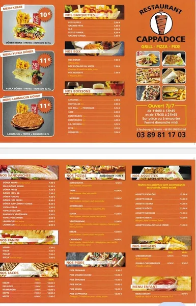 menu 0 of Restaurant Cappadoce. Kebab. Grill. Pide. Pizza