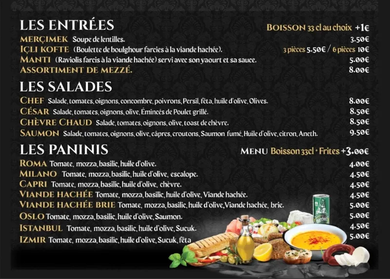 menu 0 of Le Palais Topkapi