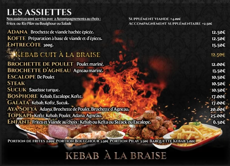 menu 1 of Le Palais Topkapi