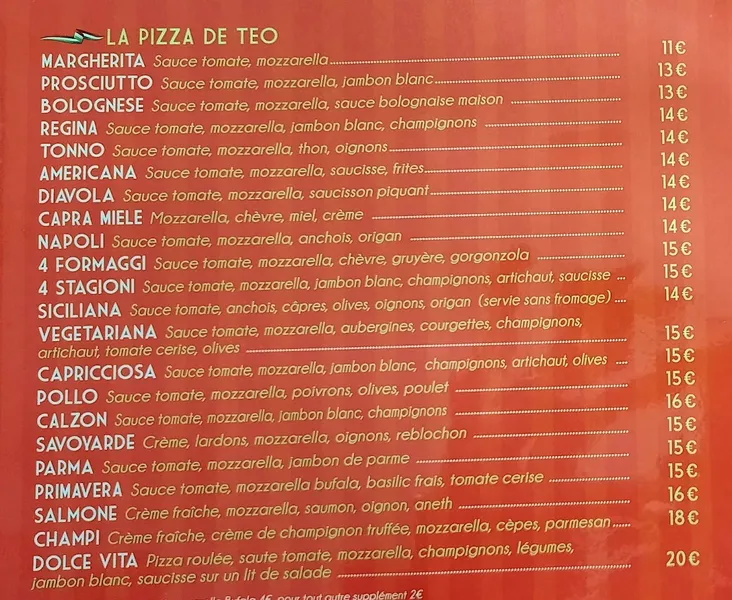 menu 0 of La Dolce Vita