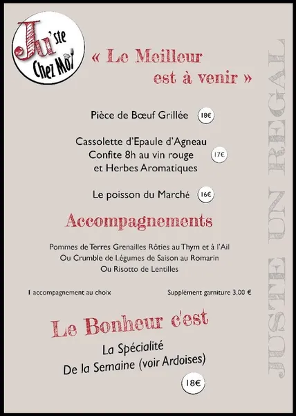 menu 2 of Ju'ste Chez Moi SASU