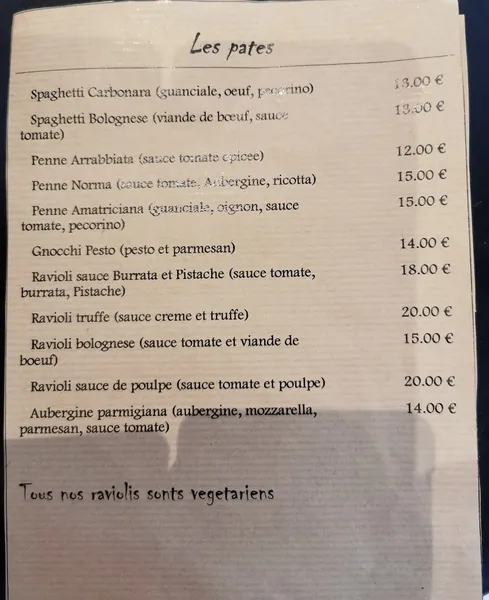 menu 0 of Il fornaio