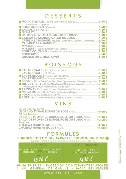 menu 1 of Zen'Eat