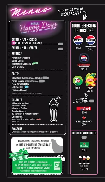 menu 0 of Memphis - Restaurant Diner