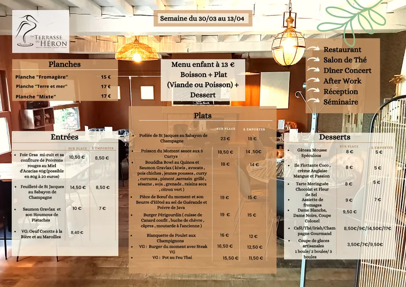menu 0 of La Terrasse du Héron