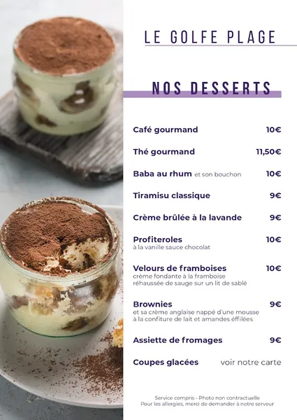 menu 0 of Le Golfe Plage