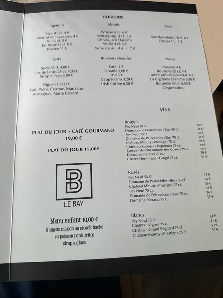 menu 0 of Le Bay