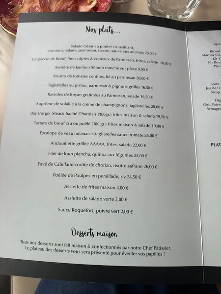 menu 1 of Le Bay