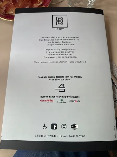 menu 2 of Le Bay