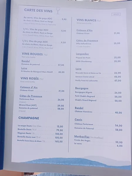 menu 0 of Chez Roger