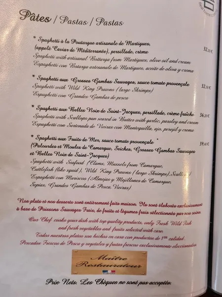 menu 0 of L'Hippocampe