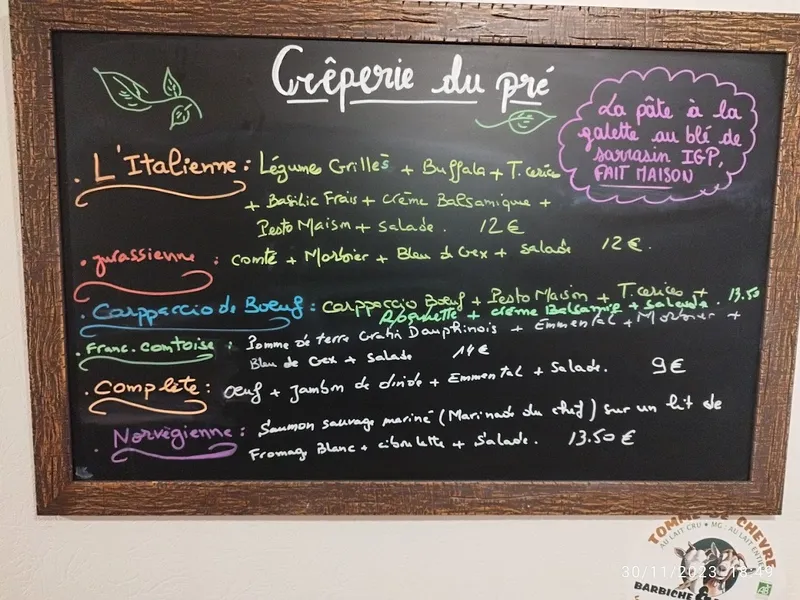 menu 2 of Crêperie du pré Saint Claude